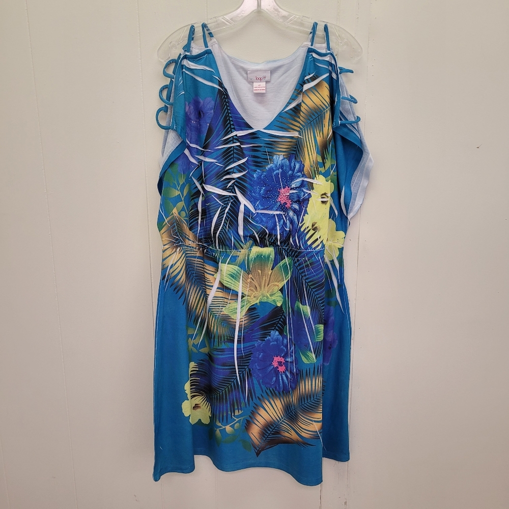 Loop 18 Tropical Print Cold Shoulder Dress